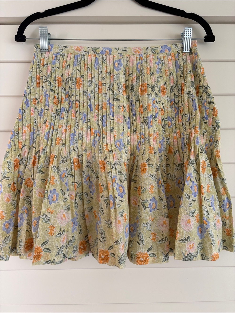 🌿 ACACIA Swimwear Pleated Floral Mini Skirt | 100% Organic Cotton | Size S